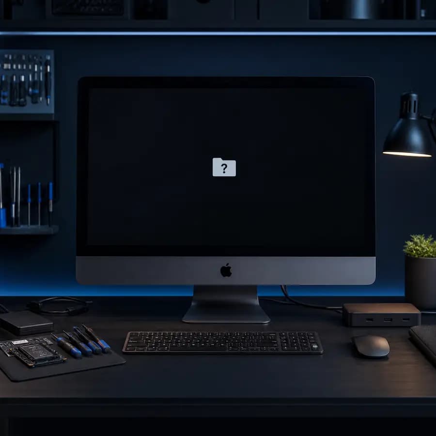 macOS не загружается на iMac — системная ошибка запуска на экране моноблока