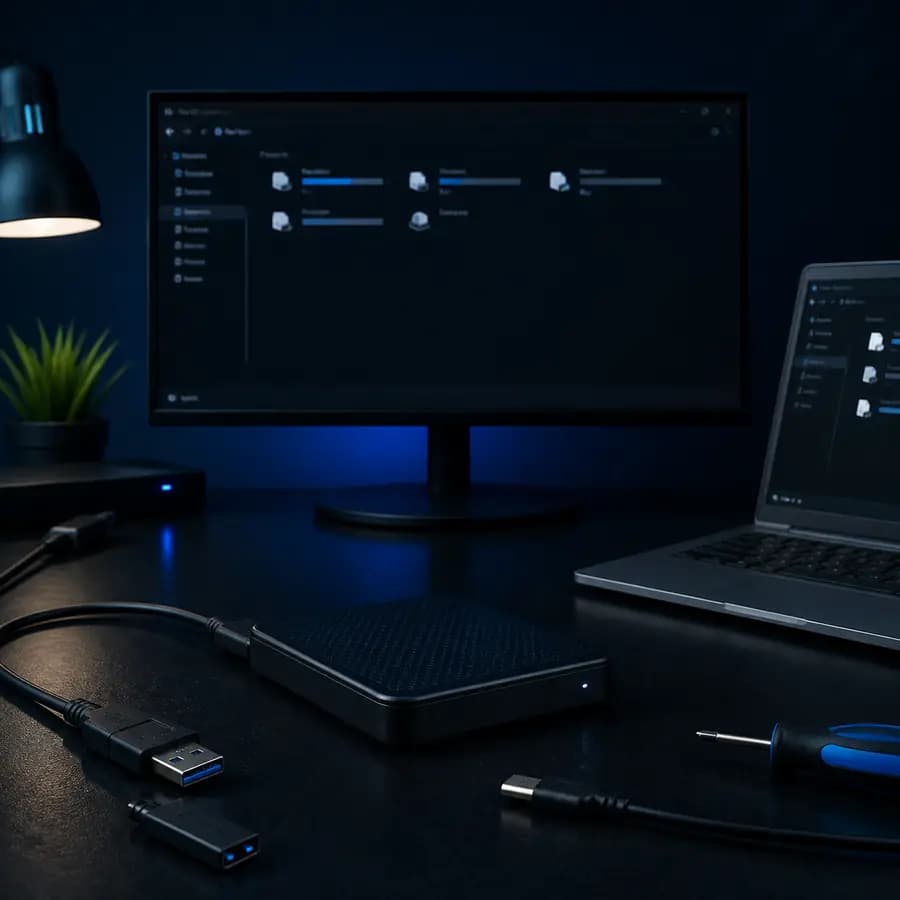 Внешний жёсткий диск не определяется — диагностика USB-корпуса, кабеля и HDD
