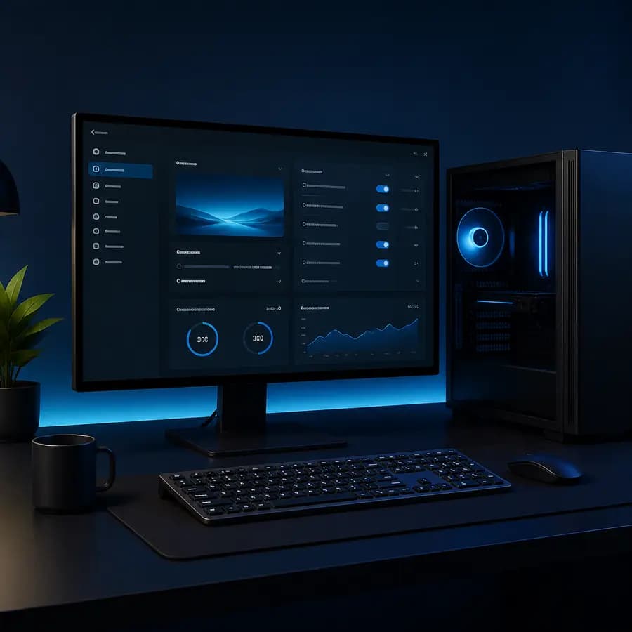 Настройка Windows — компьютер с панелью системных параметров