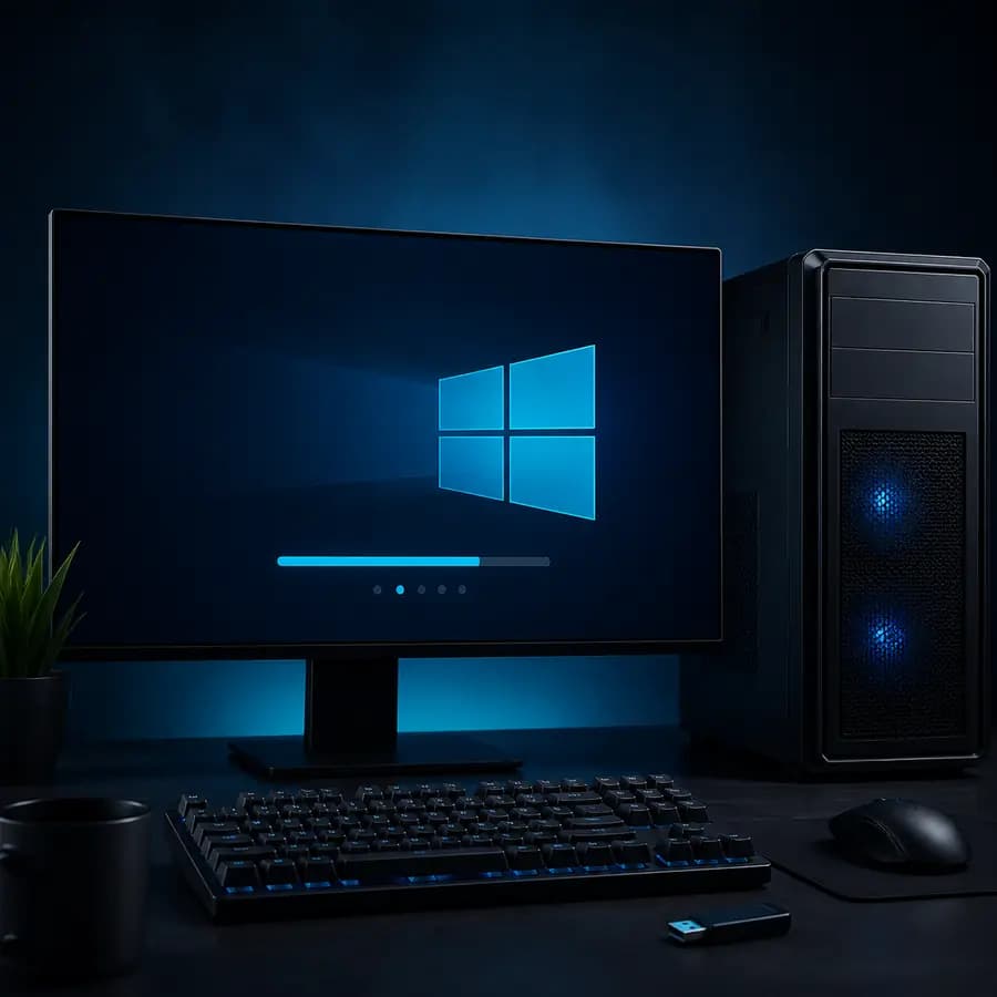 Установка Windows — настольный компьютер во время настройки системы