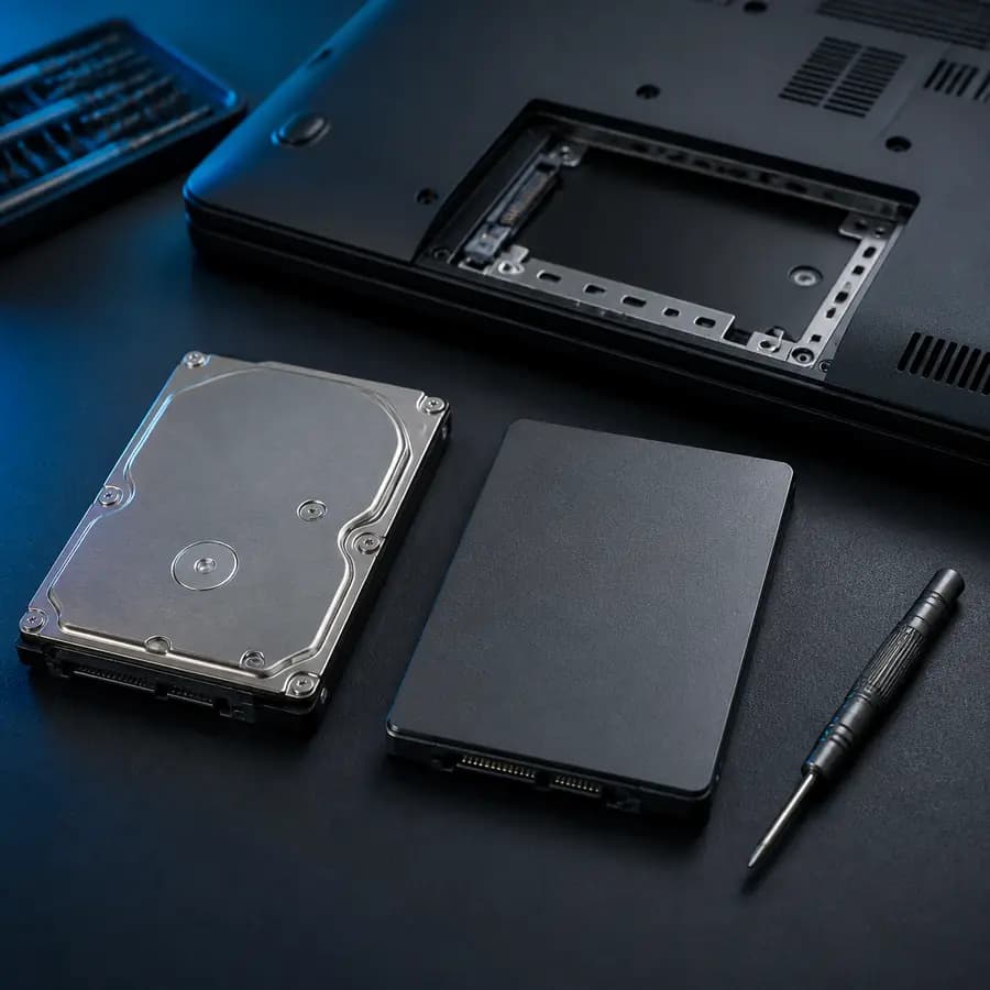 Замена HDD на SSD — накопители рядом с отсеком ноутбука