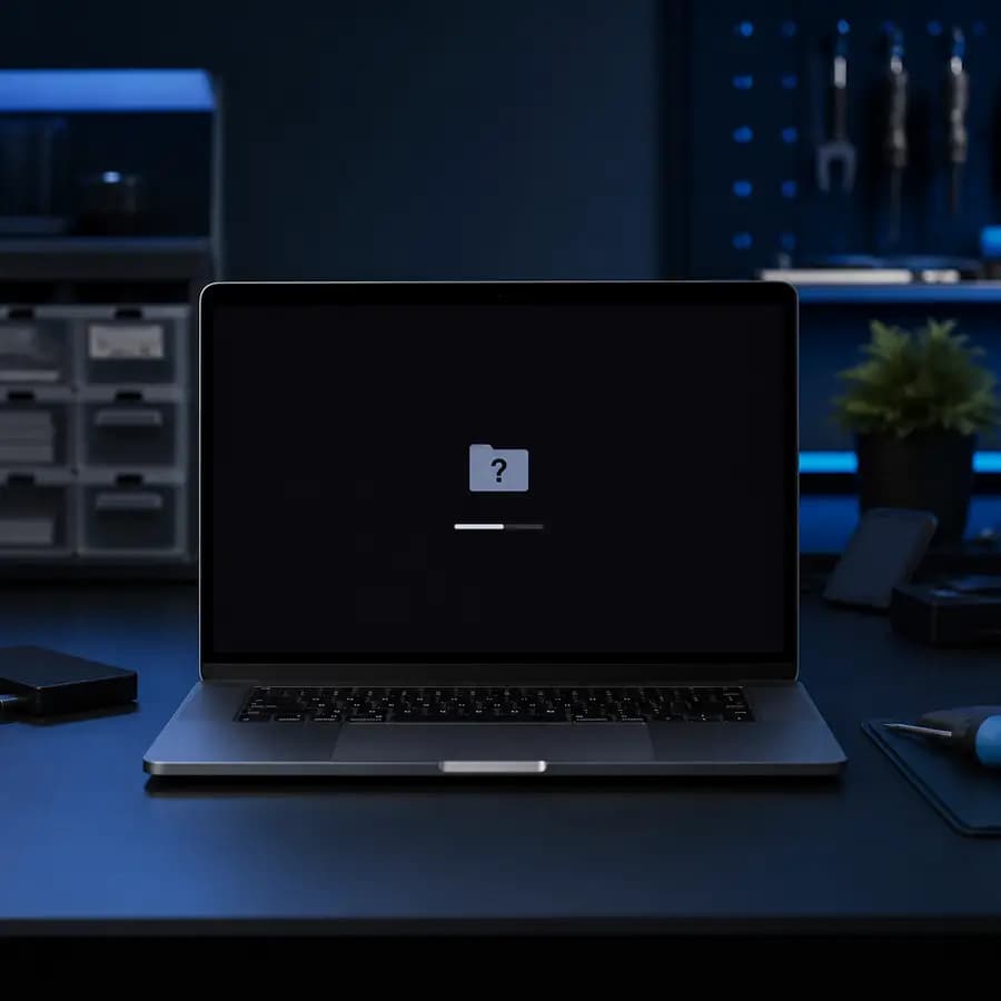macOS не загружается на MacBook — ошибка запуска системы на экране ноутбука