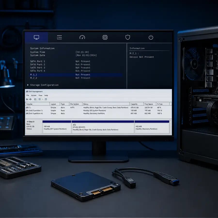 SSD не определяется — диагностика твердотельного накопителя и подключения