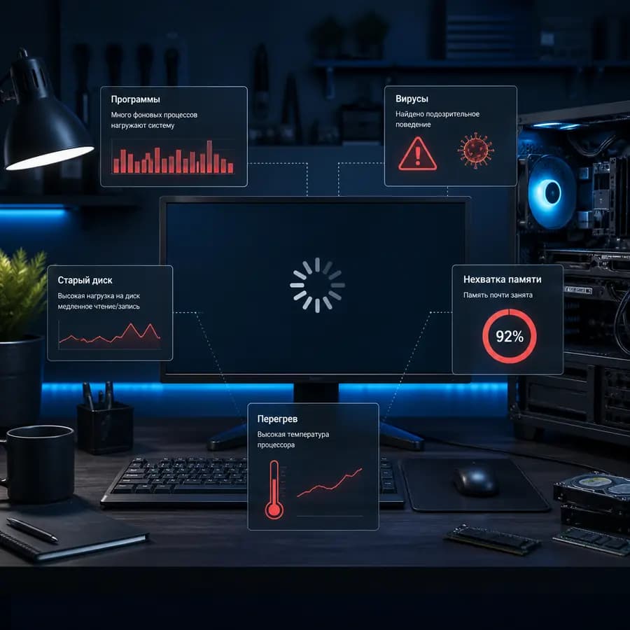 Компьютер тормозит — диагностика медленной работы Windows и системного блока